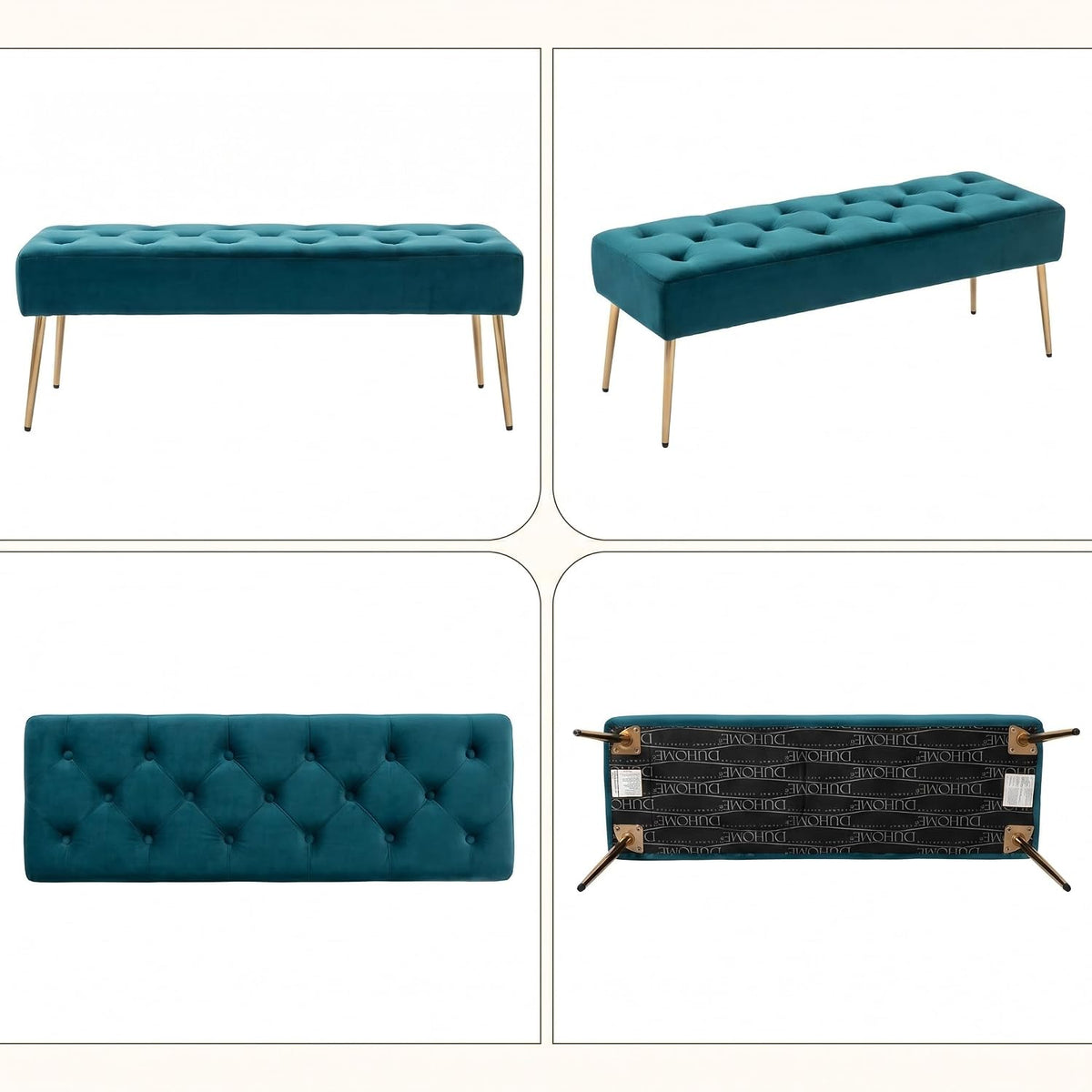 Modern Velvet Bench Ottoman, Upholstered Bedroom Benches