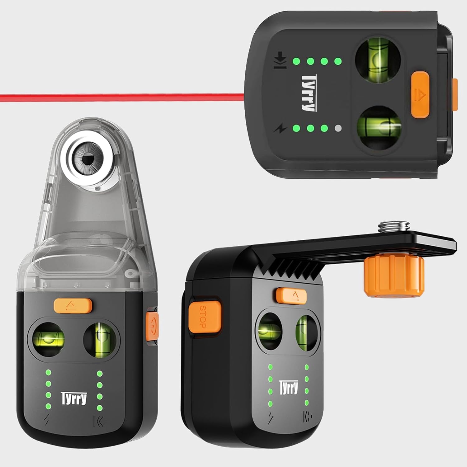 4-In-1 Laser Level for Picture Hanging, Rechargeable Laser Level with Vacuum Suction Mount and Drill Dust Collector, Wall Alignment Tool for Shelves, Frames, Home Improvement, DIY Projects